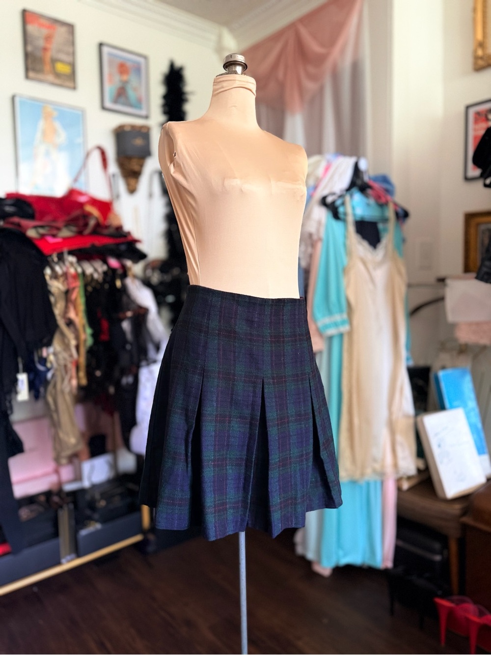 Vintage Classic Wool Blend Pleated Skirt Dark Academia Fashion